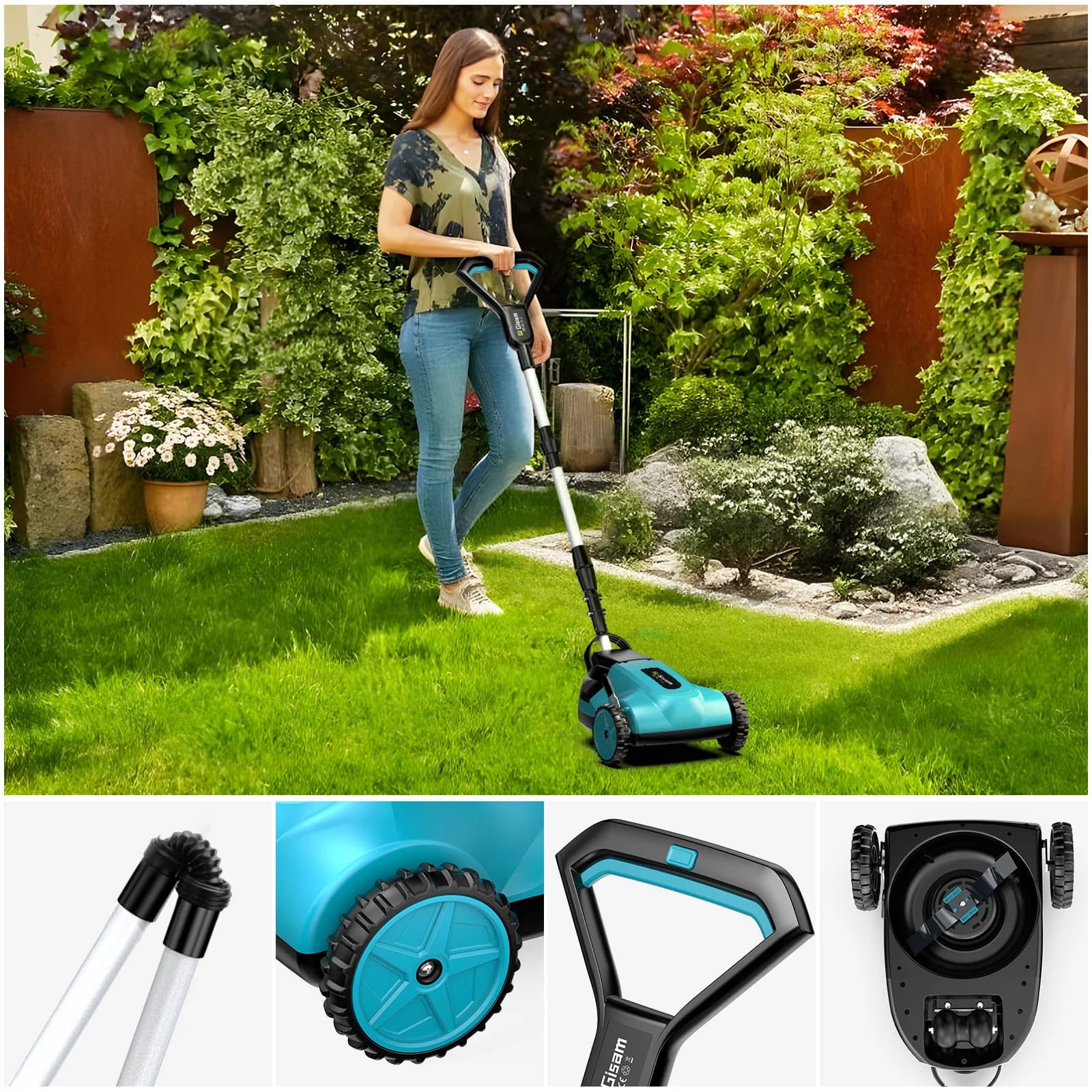 Gisam 46000RPM Brushless Electric Lawn Mower Cordless Grass Trimmer 3 Height Adjustments Garden Tool For Makita 18V Battery Pin