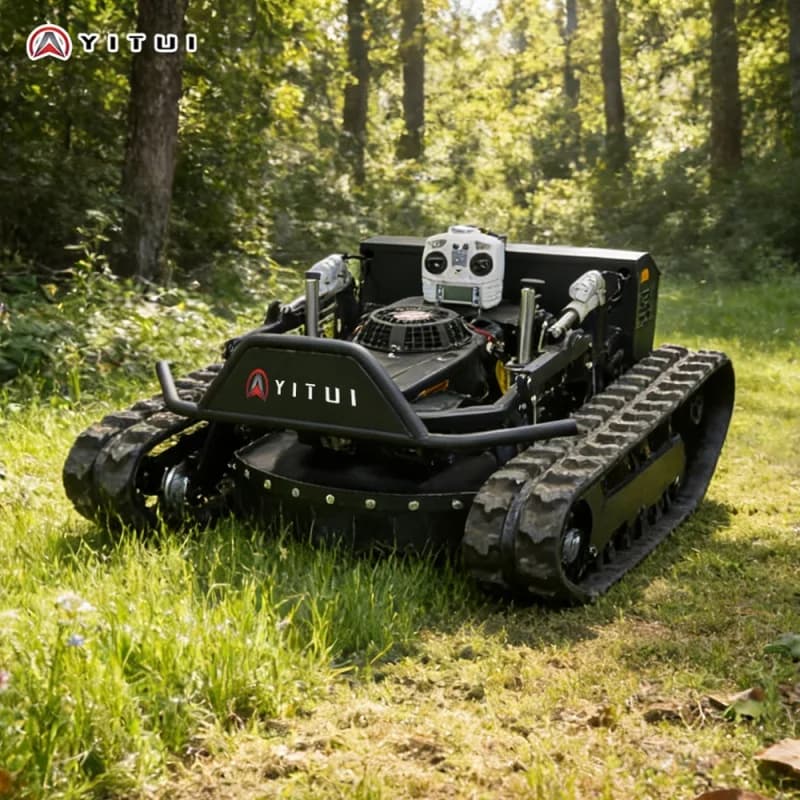 Popular Chinese Petrol Tracked RC Lawn Mower - Self-Propelled Crawler Equipment for Hillside Lawn Maintenance Customized